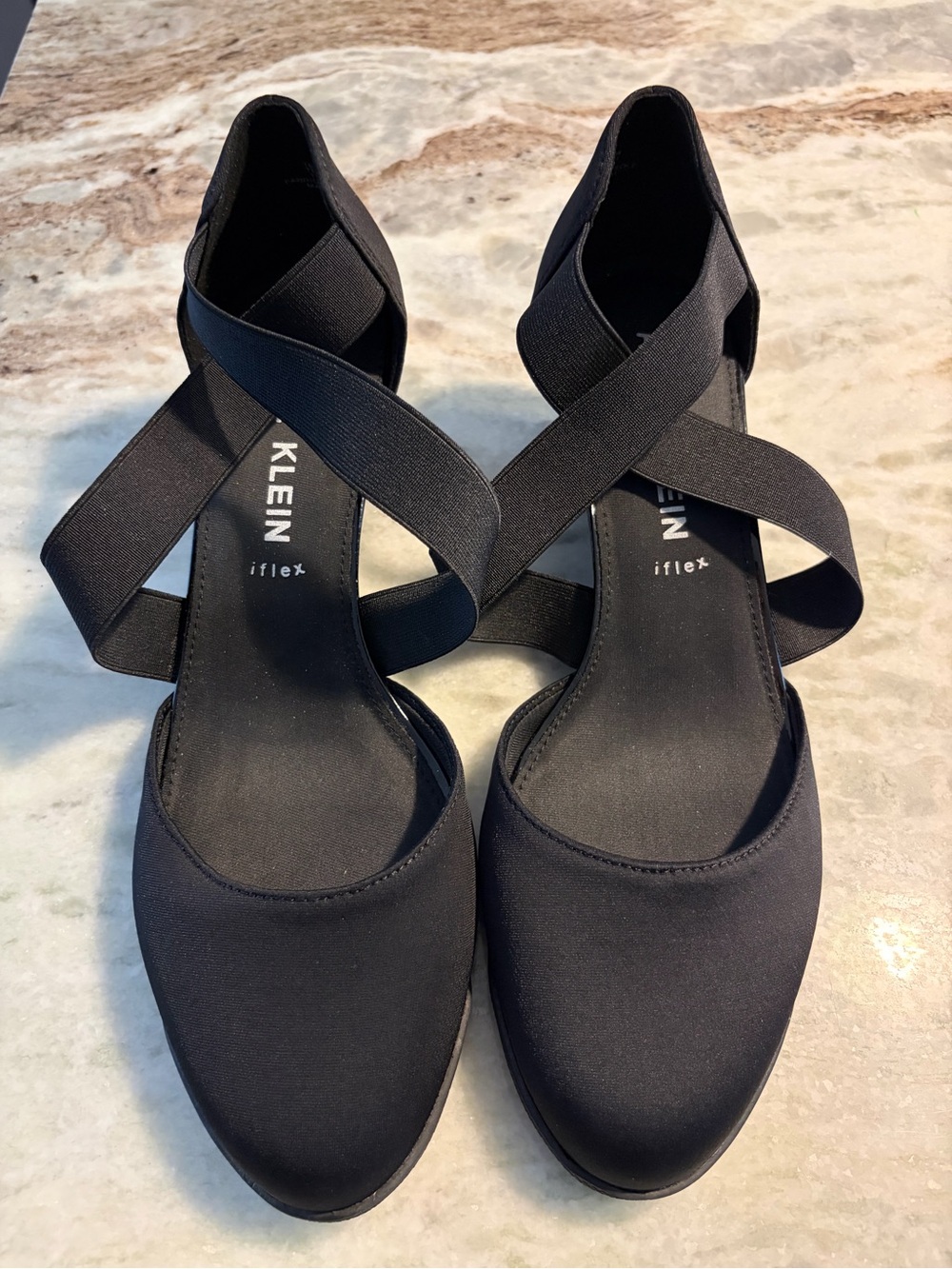 Anne Klein Tiffany Wedge Black Cross-Strap NWOT - Size 8.5